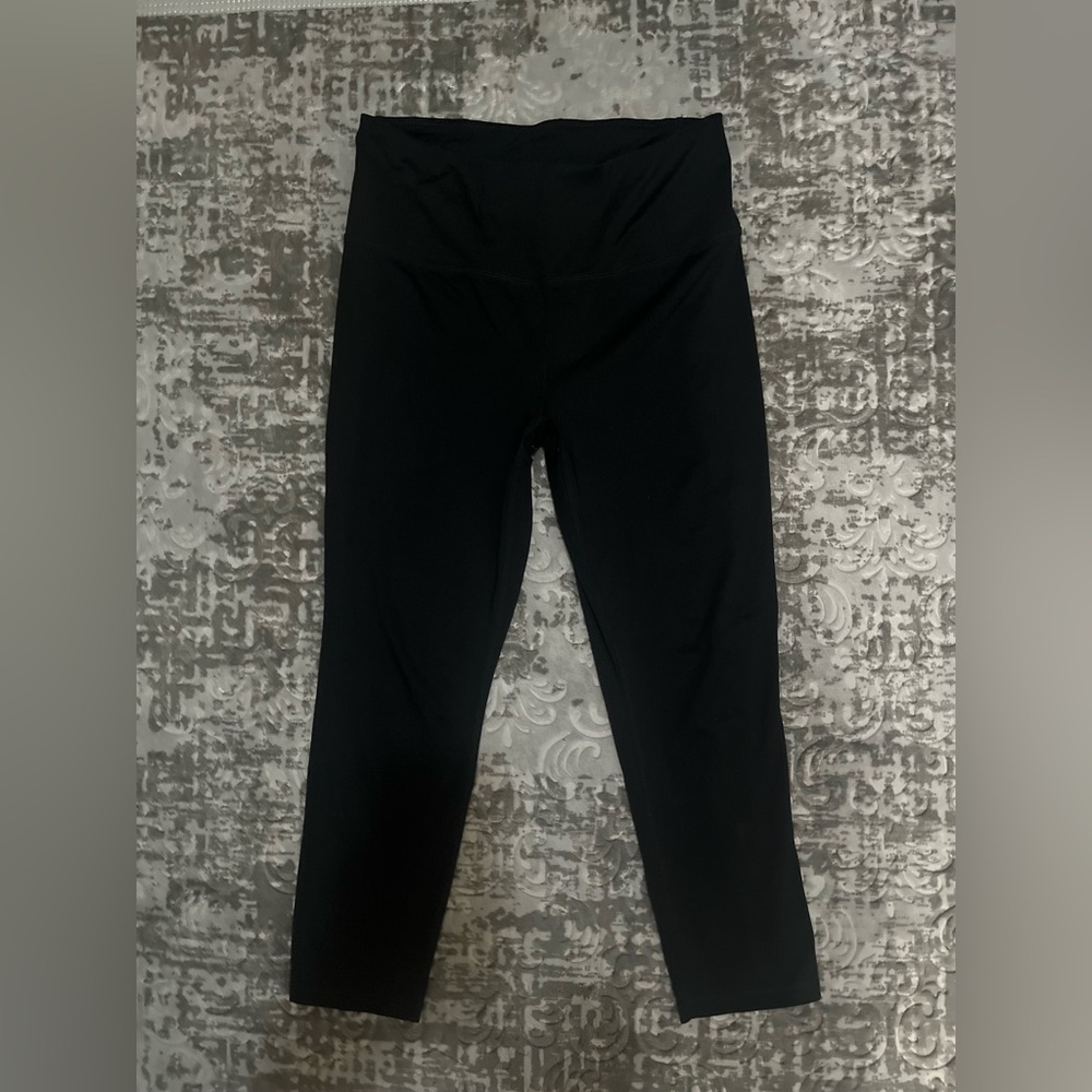 REEBOK Black Sports Stretch Ankle Length Leggings (Large)